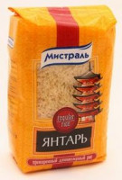 Рис пропаренный длиннозерный Янтарь 900 гр "Мистраль"