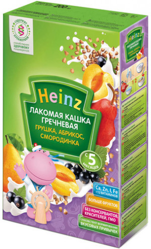 Каша Хайнц  0.200 Лакомая кашка гречка с грушкей,  абрикосом и  смородиной 