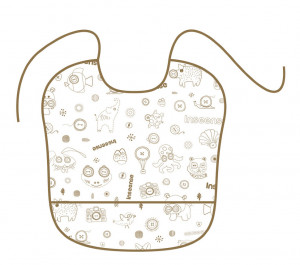 Нагрудник Inseense с кармашком, белый с рисунком, 33х33 см Нагрудник Inseense с кармашком защитит одежду от пятен и загрязнений во время приема пищи.