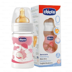 Бутылочка Chicco Well-Being Girl (от 0 мес) силиконовая соска, РР, 150 мл 
