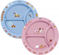 Набор порционных тарелок AVENT (АВЕНТ) голубая и розовая 12+ 65616