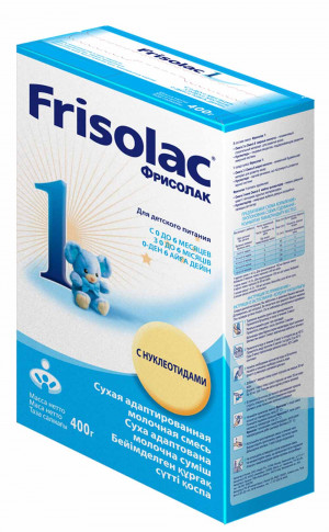 Детская молочная смесь Friso Фрисолак 1 с нуклеотидами (картон) 400 г с 0-6 мес. Детская молочная смесь с нуклеотидами для искусственного вскармливания детей с рождения до 6 мес.