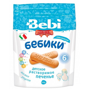 Печенье Bebi Premium &quot;Бебики&quot; классическое 125г с 6 мес. Печенье Bebi Premium "Бебики" классическое 125г - классическое печенье, которое можно использовать в качестве первого печенья