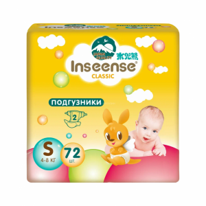 Подгузники S (4-8 кг) Inseense Classic 72 шт Комфортные и дышащие детские подгузники Inseense Classic идеально подходят для чувствительной кожи новорожденных.
