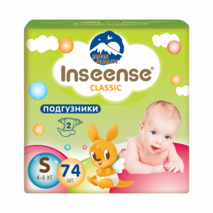 Подгузники S (4-8 кг) Inseense Classic Plus 74 шт Мягкие, дышащие детские подгузники Inseense Classic Plus S отлично подходят для чувствительной кожи новорожденных. Обеспечивают сухость кожи ребенка до 12 часов, что делает подгузники идеальными для ночного использования.