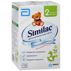 Детская молочная смесь Similac 2 с 6 мес 700 г Детская молочная смесь с пребиотиками для кормления детей от 6 до 12 мес.