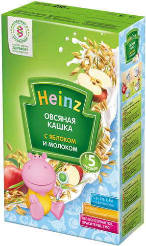 Каша Хайнц 0.250 Овсяная с молоком и яблоком с 5 мес 